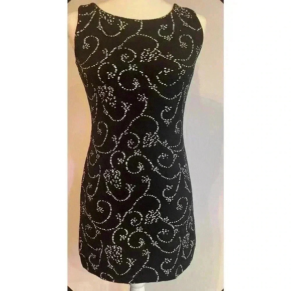 St. Joh Couture Cocktail Dress 4 Black Knit Sleeveless Rhinestone Party Sparkly - Picture 1 of 13